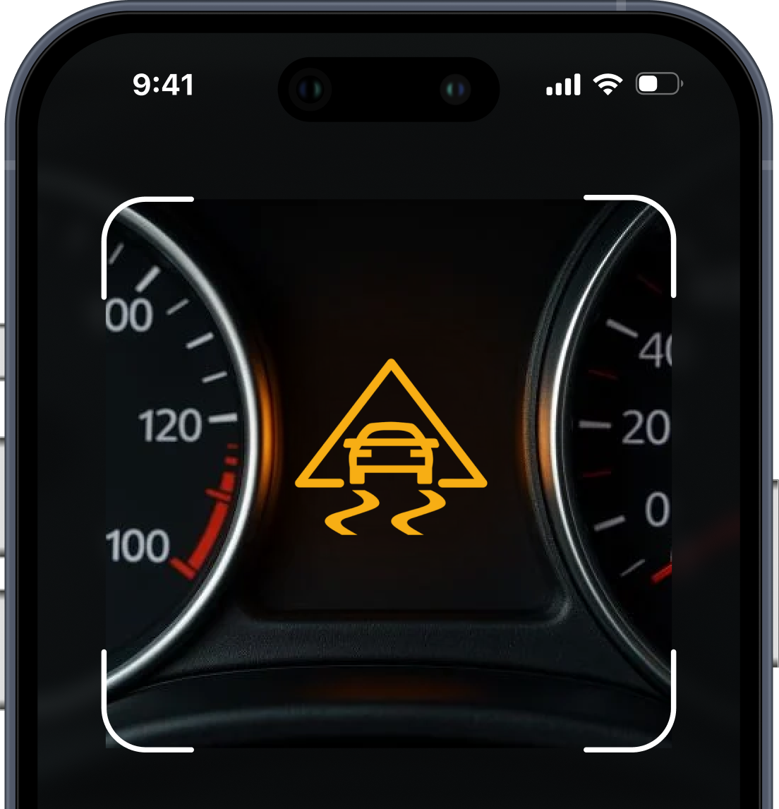 Car dashboard showing an illuminated Electronic Stability Control (ESC) Light scanned in CarFix